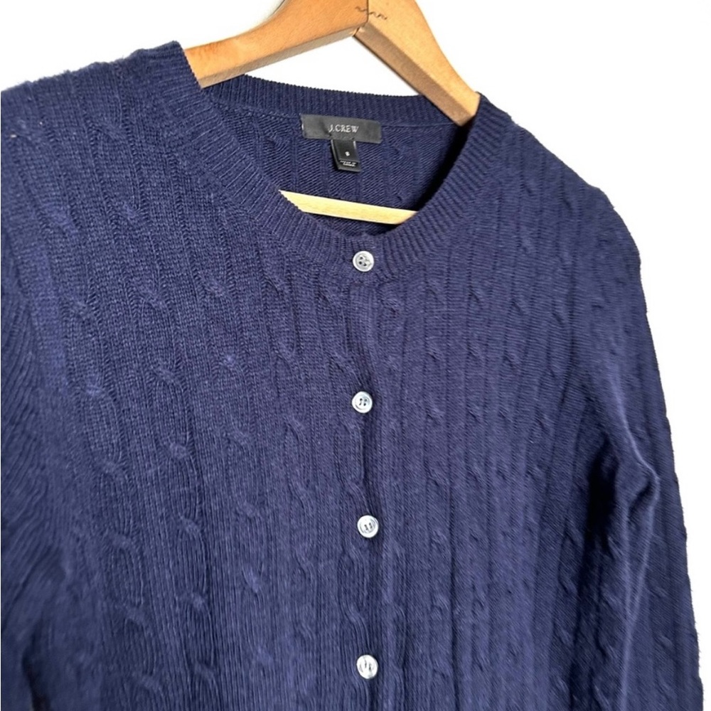 J. Crew Navy Blue Cable Knit Button Down Cardigan Sweater